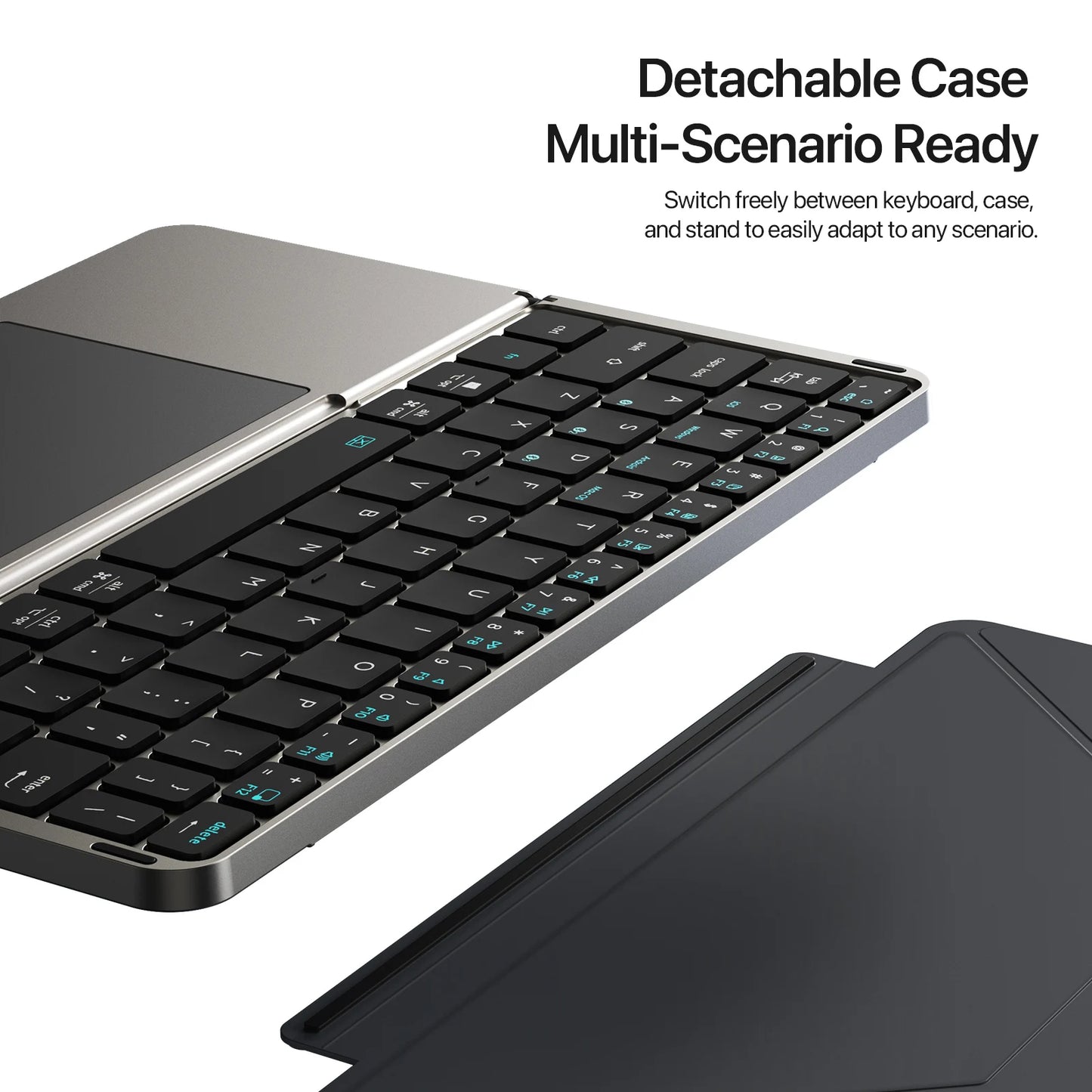 Foldable Bluetooth Keyboard with Touchpad & Phone and Tablet Holder