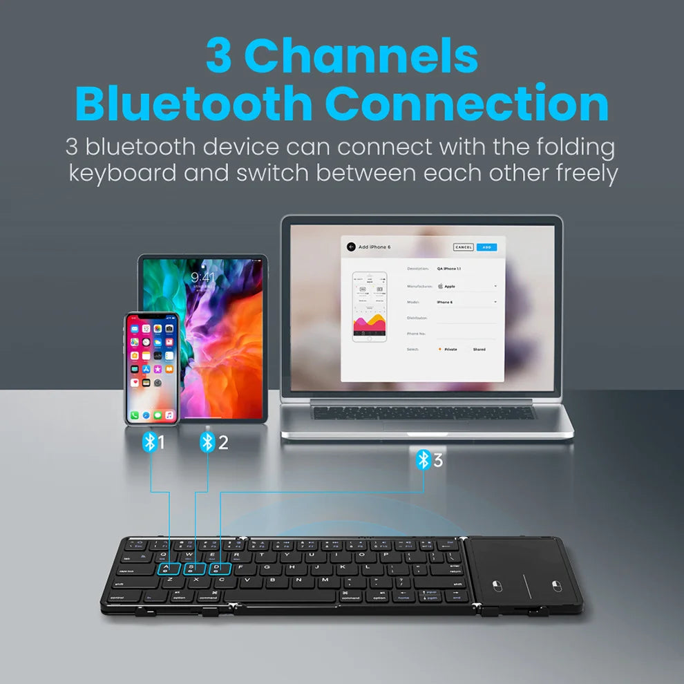Folding Bluetooth Keyboard with Touchpad