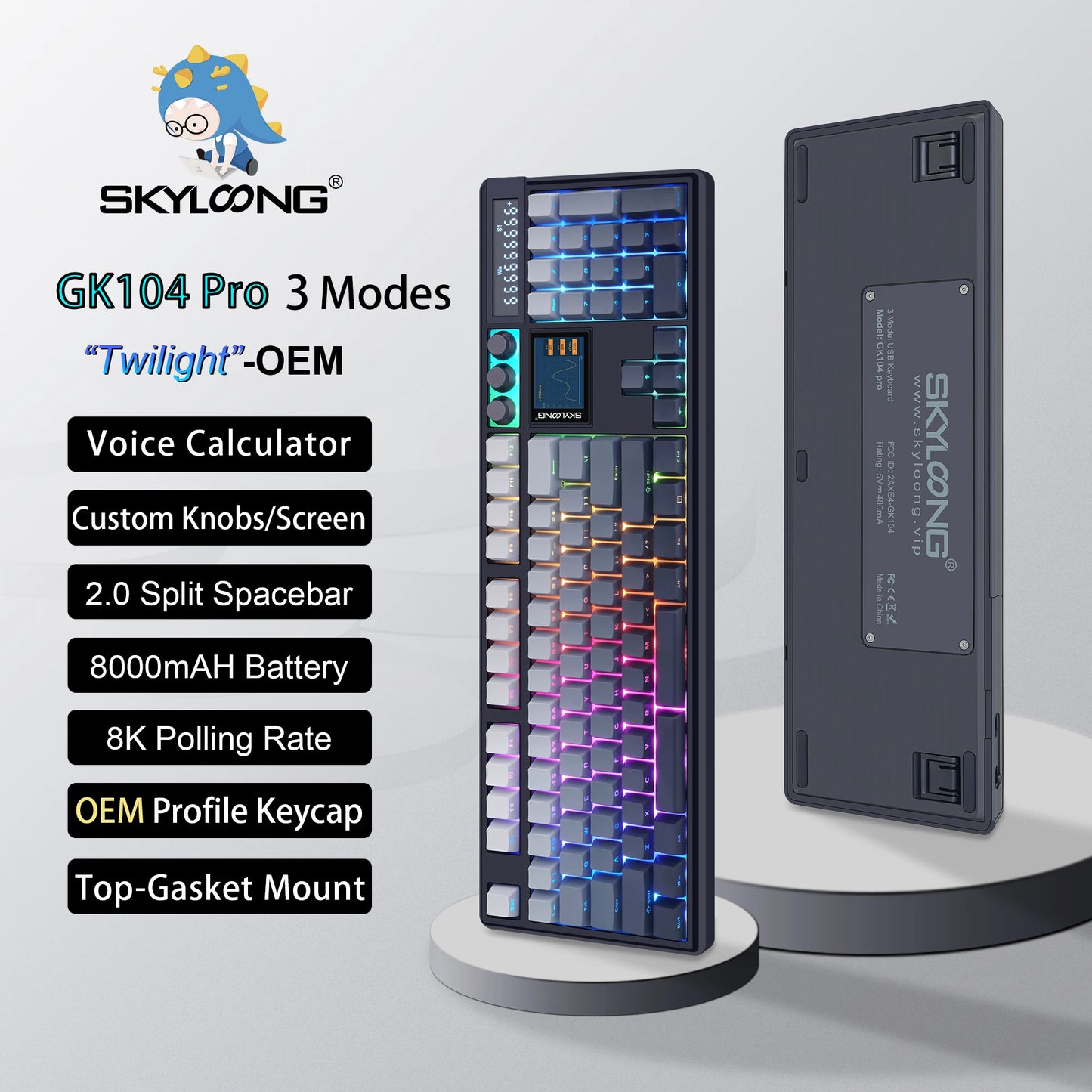 GK104 Pro Full-Size 3-Mode Wireless Mechanical Keyboard