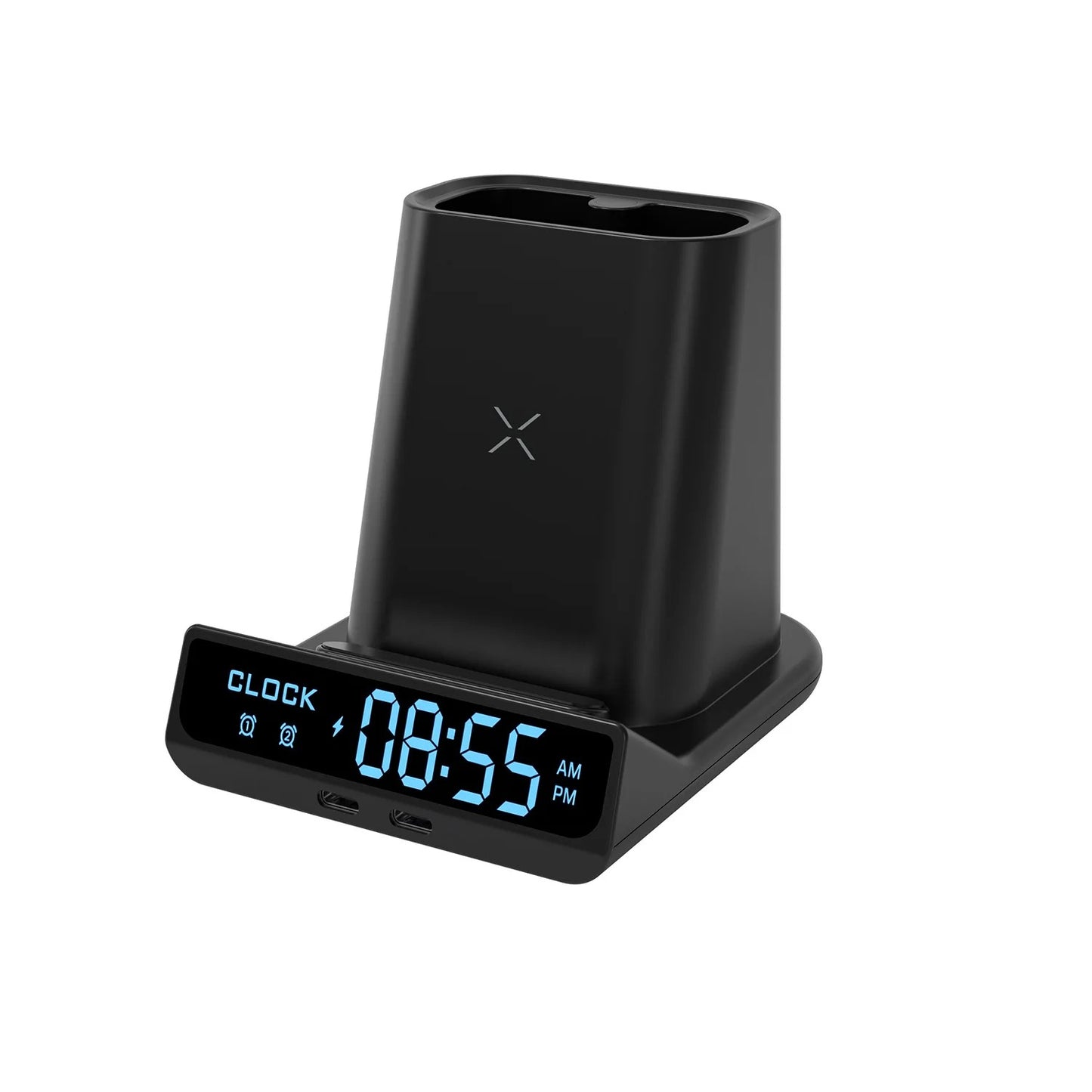 Pen Holder LED Alarm Clock Wireless Charger