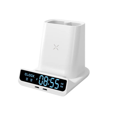 Pen Holder LED Alarm Clock Wireless Charger